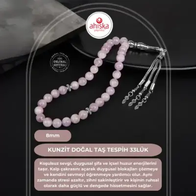 Kunzit Doğal Taş Tesbih 33lük - 8mm - Doğal Taş (1)