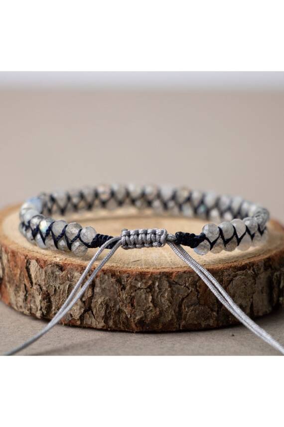 Labradorit 3-4mm Çift Sıra Doğal Taş Bileklik - 1