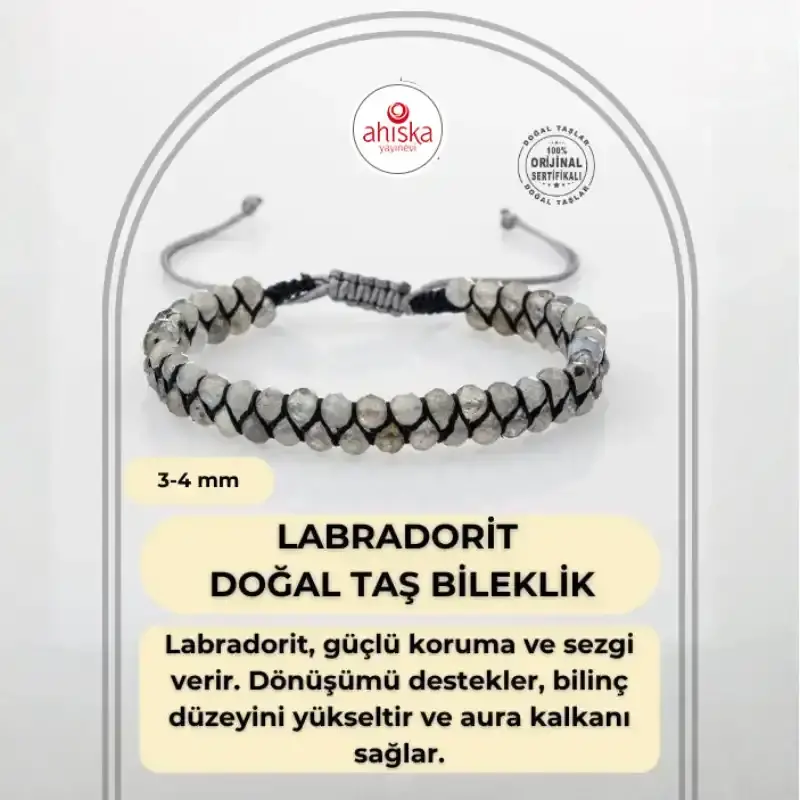 Labradorit 3-4mm Çift Sıra Doğal Taş Bileklik - 2