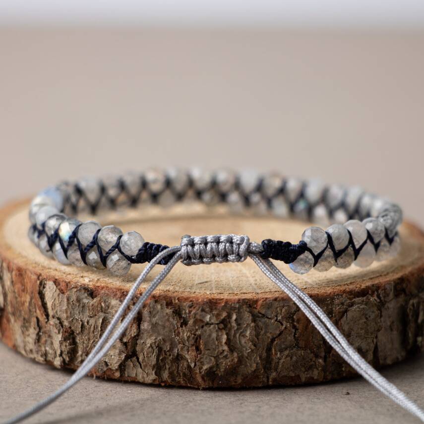 Labradorit 3-4mm Çift Sıra Doğal Taş Bileklik - 3