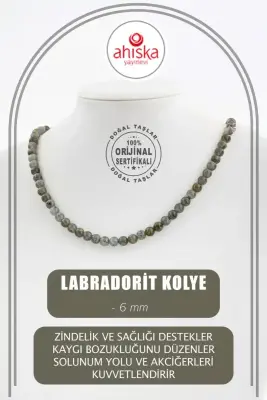 Labradorit 6 mm Dizi Doğal Taş Kolye - Doğal Taş (1)