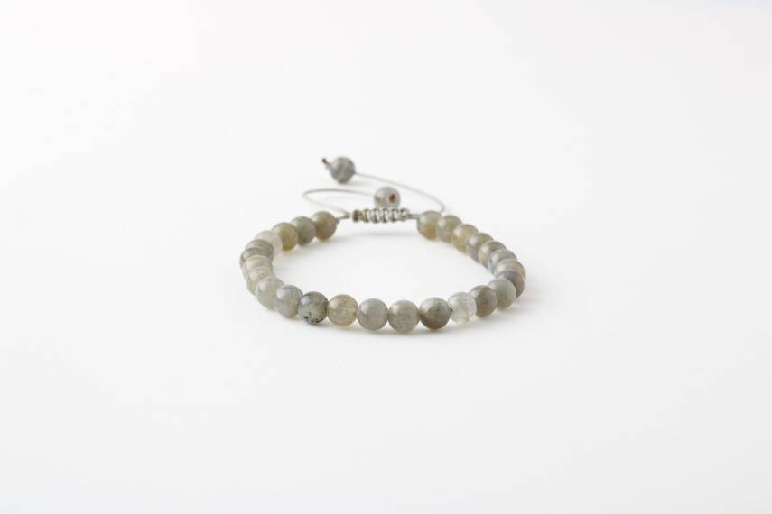 Labradorit 6mm Merdiven Kapama Doğal Taş Bileklik - 2