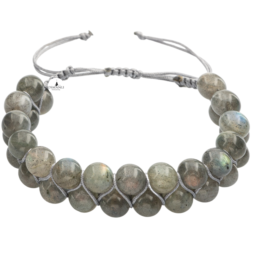 Labradorit 8mm Çift Sıra Makrome Doğal Taş Bileklik - 2