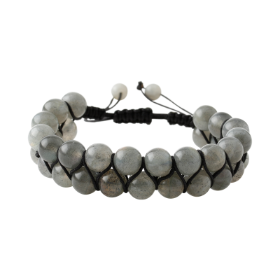 Labradorit 8mm Çift Sıra Makrome Doğal Taş Bileklik - 3