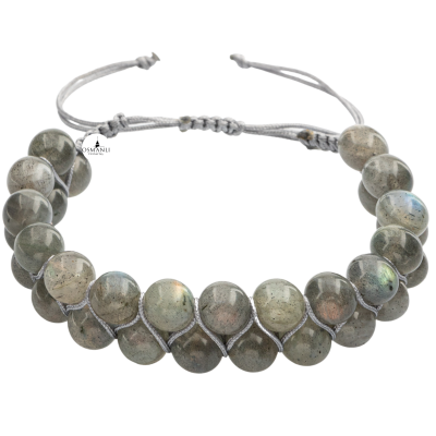 Labradorit 8mm Çift Sıra Makrome Doğal Taş Bileklik - 4