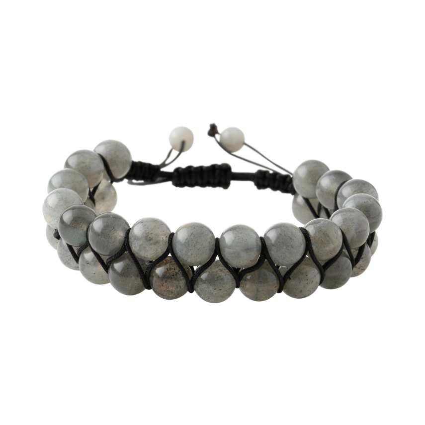 Labradorit 8mm Çift Sıra Makrome Doğal Taş Bileklik - 5