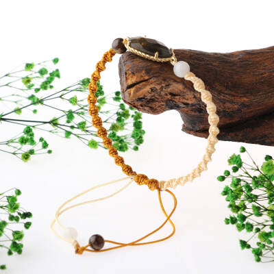 Labradorit-Ay Taşı Doğal Taş Makrome Örgü Bileklik - 5