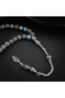 Labradorit Doğal Taş 8mm Gümüş İmameli Tesbih - 2
