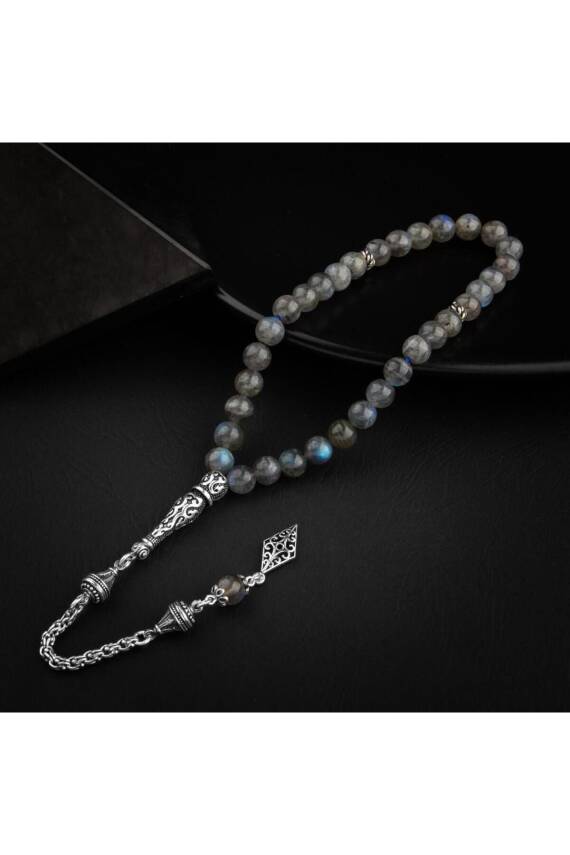 Labradorit Doğal Taş 8mm Gümüş İmameli Tesbih - 3