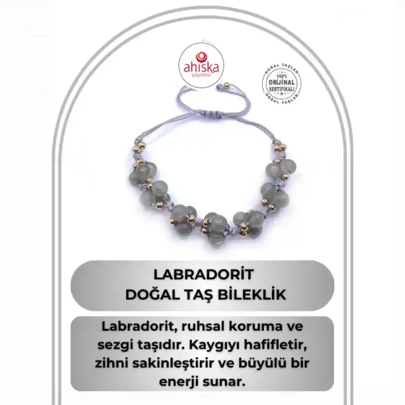 Labradorit Doğal Taş Merdiven Kapama İpli Her Bileğe Uygun Bileklik - 1