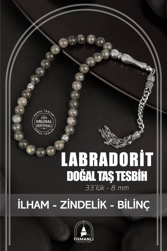 Labradorit Doğal Taş Tesbih 33lük - 8mm - 1
