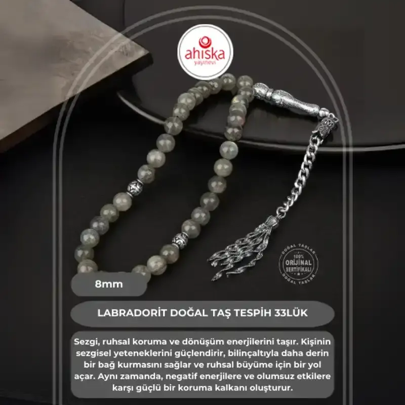 Labradorit Doğal Taş Tesbih 33lük - 8mm - 2