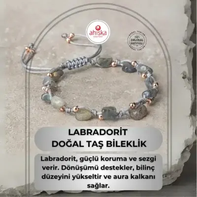 Labradorit Natürel Kesim Doğal Taş Makrome Bileklik - 1