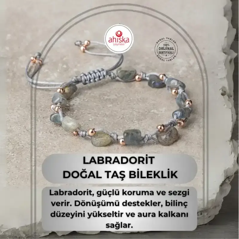 Labradorit Natürel Kesim Doğal Taş Makrome Bileklik - 1