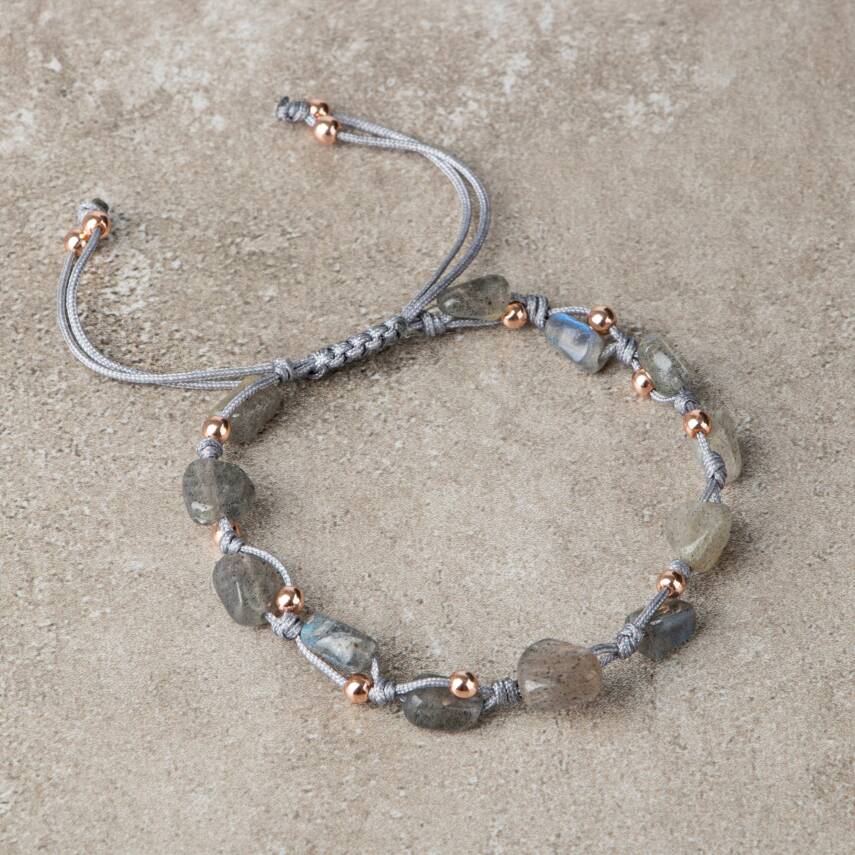 Labradorit Natürel Kesim Doğal Taş Makrome Bileklik - 1