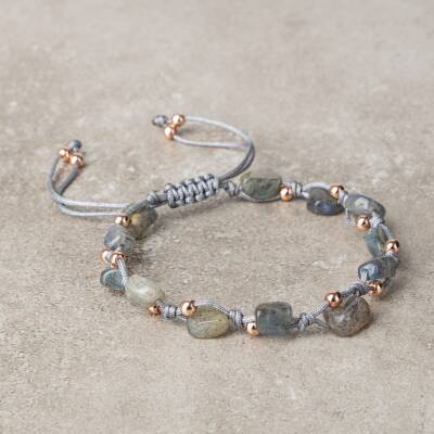 Labradorit Natürel Kesim Doğal Taş Makrome Bileklik - 2