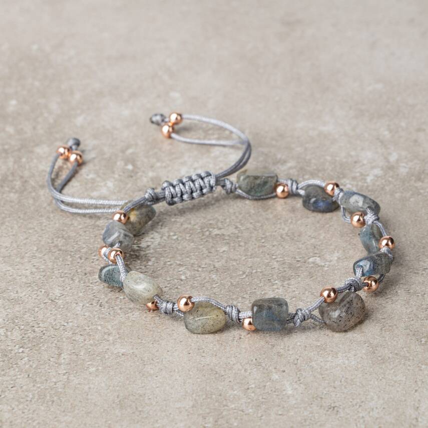 Labradorit Natürel Kesim Doğal Taş Makrome Bileklik - 2