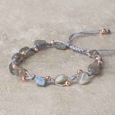 Labradorit Natürel Kesim Doğal Taş Makrome Bileklik - 3