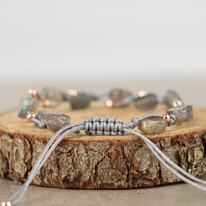 Labradorit Natürel Kesim Doğal Taş Makrome Bileklik - 4