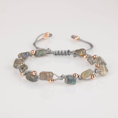 Labradorit Natürel Kesim Doğal Taş Makrome Bileklik - 5