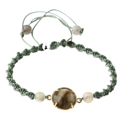 Labradorit-Prehnit Doğal Taş Makrome Örgü Bileklik - Osmanlı Doğaltaş