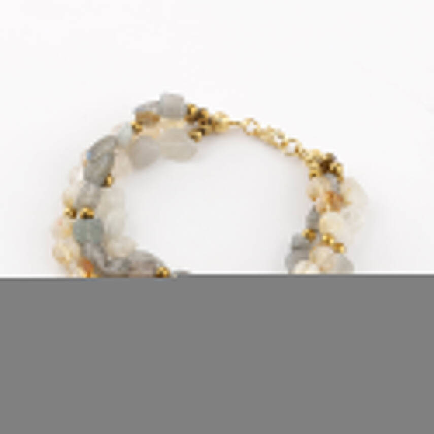 Labradorit-Sitrin-Ay Taşı Altın Kaplama Kapama Doğal Taş Bileklik - 1