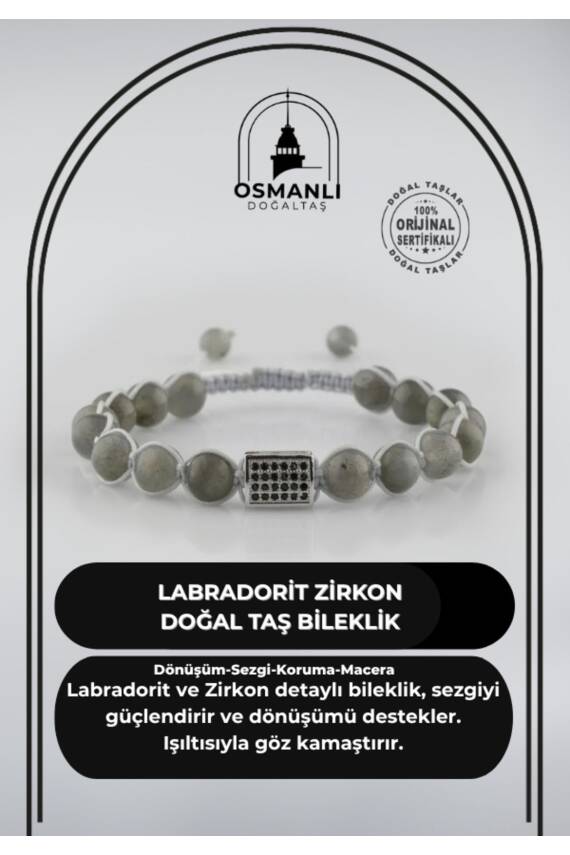 Labradorit Zirkon Doğal Taş Bileklik - 1