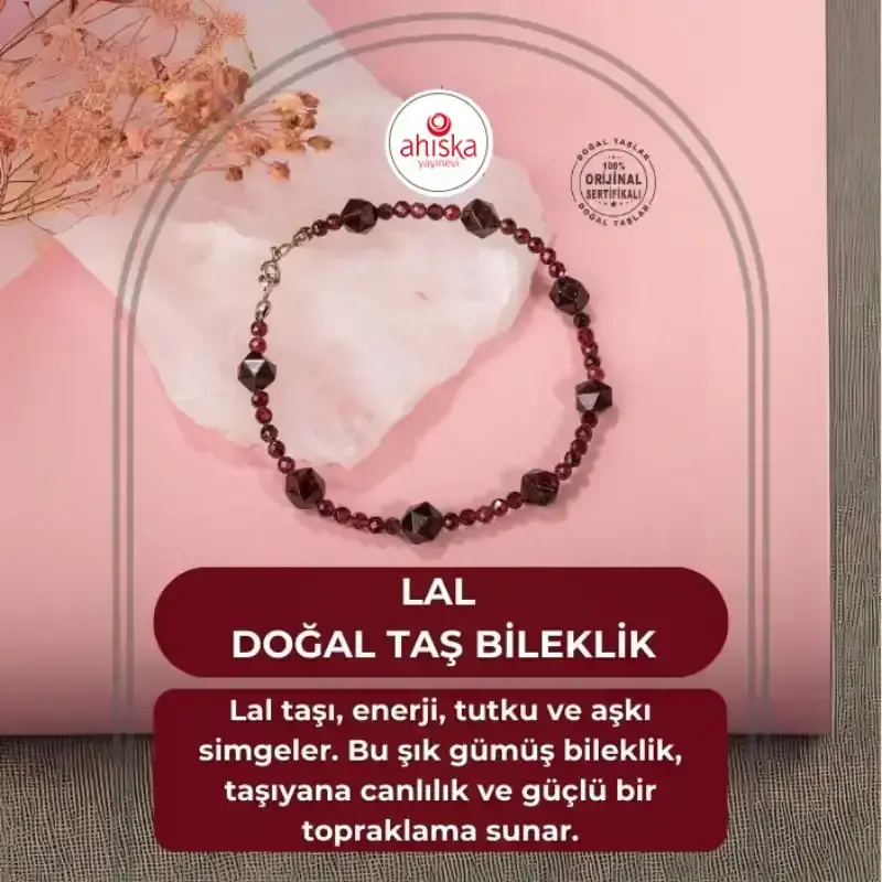 Lal Doğal Taş Gümüş Bileklik - 1