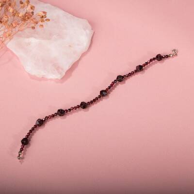 Lal Doğal Taş Gümüş Bileklik - 2