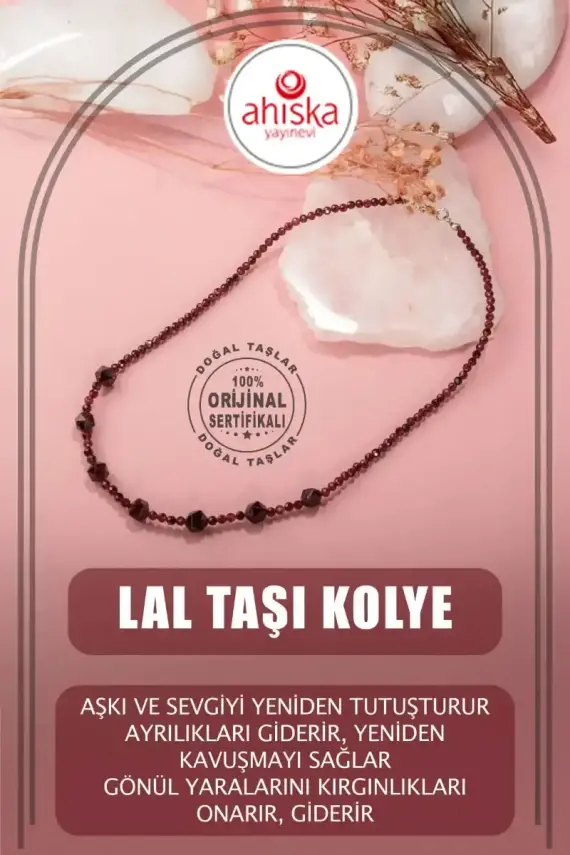 Lal Doğal Taş Gümüş Kolye - 1