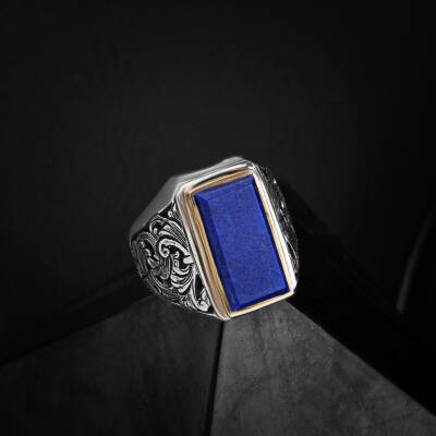 Lapis Doğal Taş Özel Koleksiyon İrityumlu (Kararmaz) Gümüş Yüzük - 2