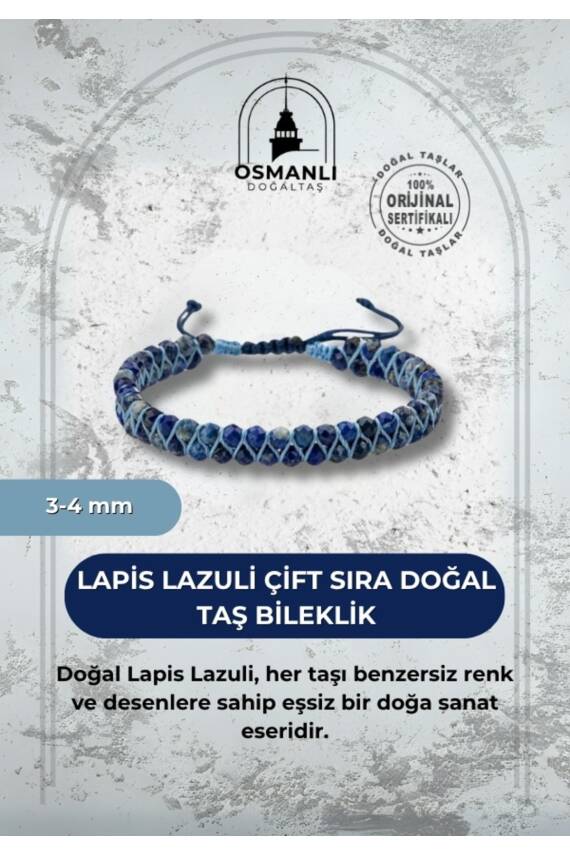 Lapis Lazuli 3-4mm Çift Sıra Doğal Taş Bileklik - 1
