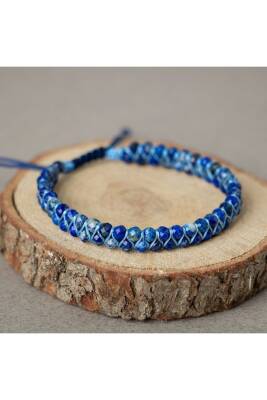 Lapis Lazuli 3-4mm Çift Sıra Doğal Taş Bileklik - 2