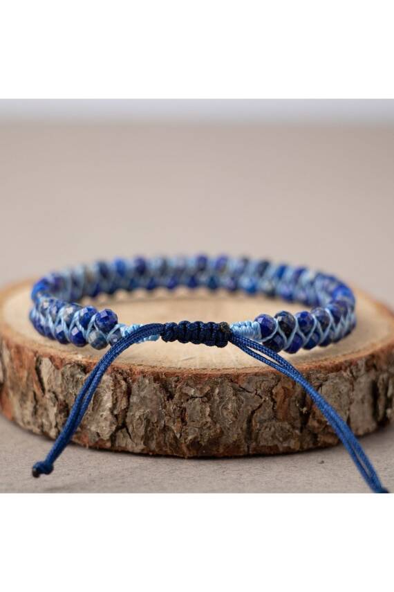 Lapis Lazuli 3-4mm Çift Sıra Doğal Taş Bileklik - 3