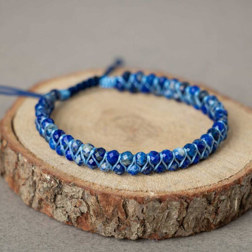 Lapis Lazuli 3-4mm Çift Sıra Doğal Taş Bileklik - 1