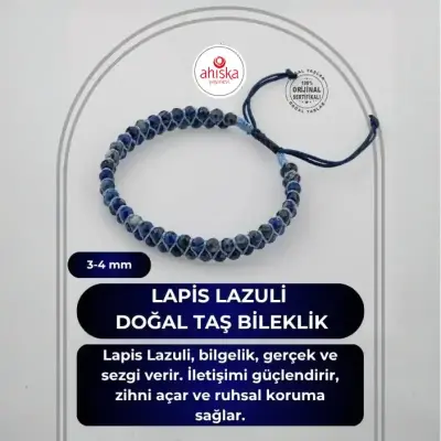 Lapis Lazuli 3-4mm Çift Sıra Doğal Taş Bileklik - Doğal Taş (1)