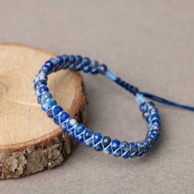Lapis Lazuli 3-4mm Çift Sıra Doğal Taş Bileklik - 3