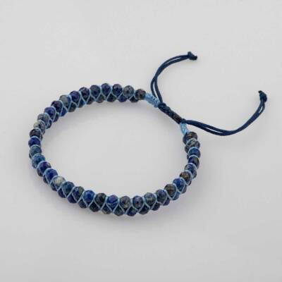 Lapis Lazuli 3-4mm Çift Sıra Doğal Taş Bileklik - 5