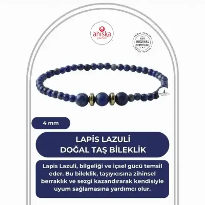 Lapis Lazuli 4mm Doğal Taş Bileklik - 1