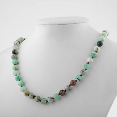 Lapis Lazuli 8 mm Düğümlü Doğal Taş Kolye - 2