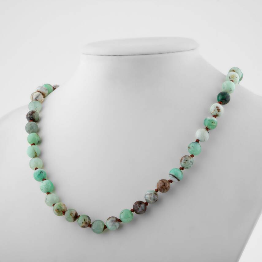 Lapis Lazuli 8 mm Düğümlü Doğal Taş Kolye - 2