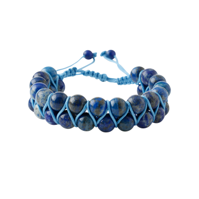 Lapis Lazuli 8mm Çift Sıra Makrome Doğal Taş Bileklik - 3
