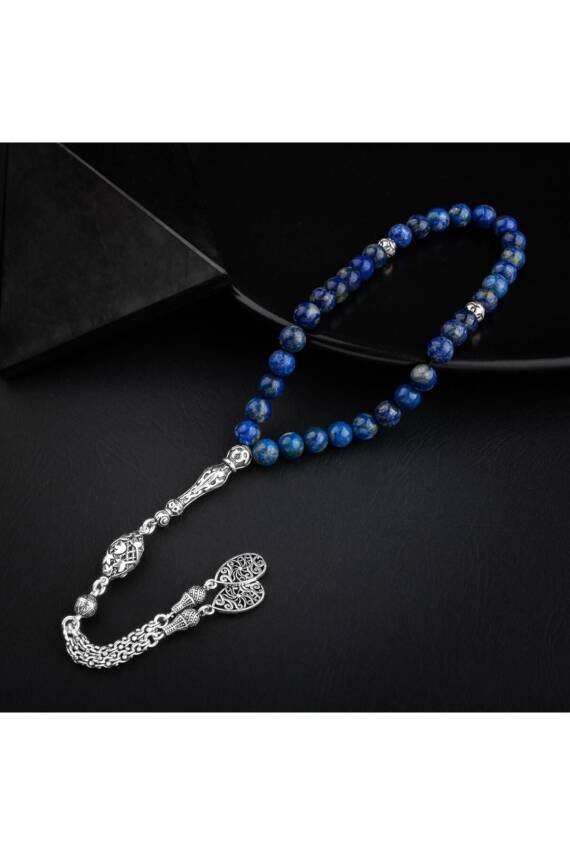 Lapis Lazuli Doğal Taş 8mm Gümüş İmameli Tesbih - 2