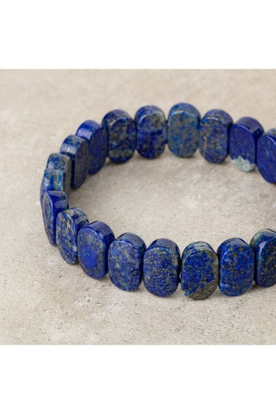 Lapis Lazuli Doğal Taş Geniş Kesim Bileklik - 2