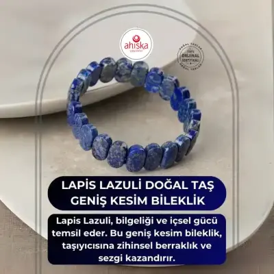 Lapis Lazuli Doğal Taş Geniş Kesim Bileklik - Doğal Taş (1)