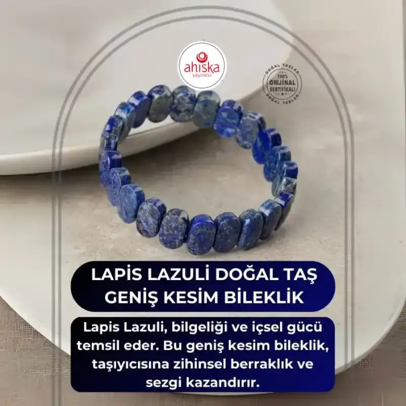Lapis Lazuli Doğal Taş Geniş Kesim Bileklik - 2
