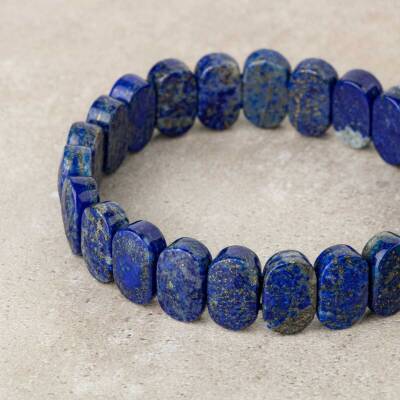 Lapis Lazuli Doğal Taş Geniş Kesim Bileklik - 3