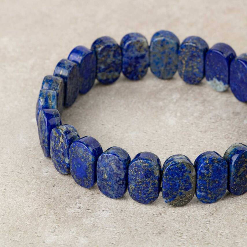 Lapis Lazuli Doğal Taş Geniş Kesim Bileklik - 3