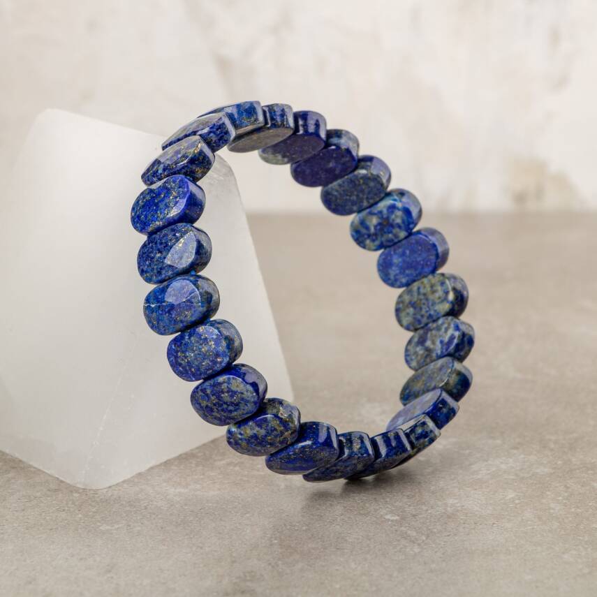 Lapis Lazuli Doğal Taş Geniş Kesim Bileklik - 1