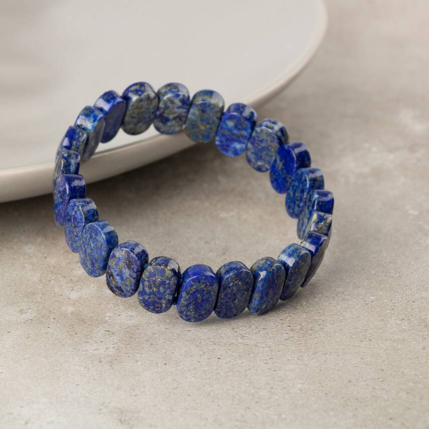 Lapis Lazuli Doğal Taş Geniş Kesim Bileklik - 3